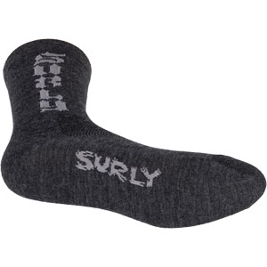 Surly Born to Lose Sock, charcoal bottom view on white background