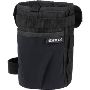 Surly Dugout Bag front view showing outside pocket and logo