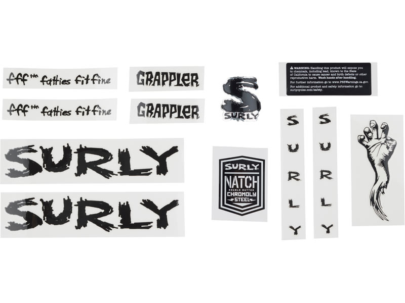 Surly Grappler decal set black with headbadge