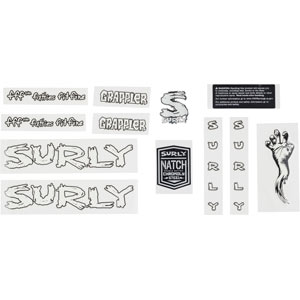 Surly Grappler decal set white with headbadge