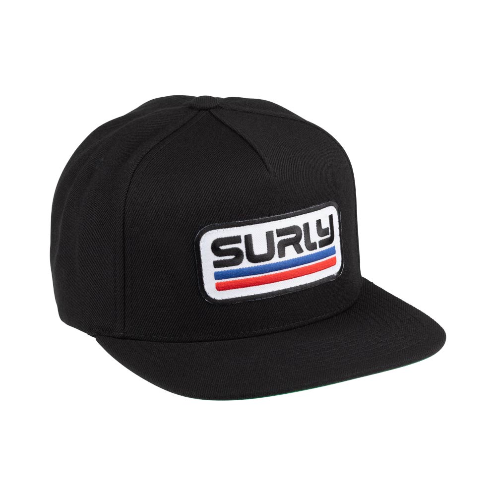 Surly Intergalactic Snapback Hat, black, on white background