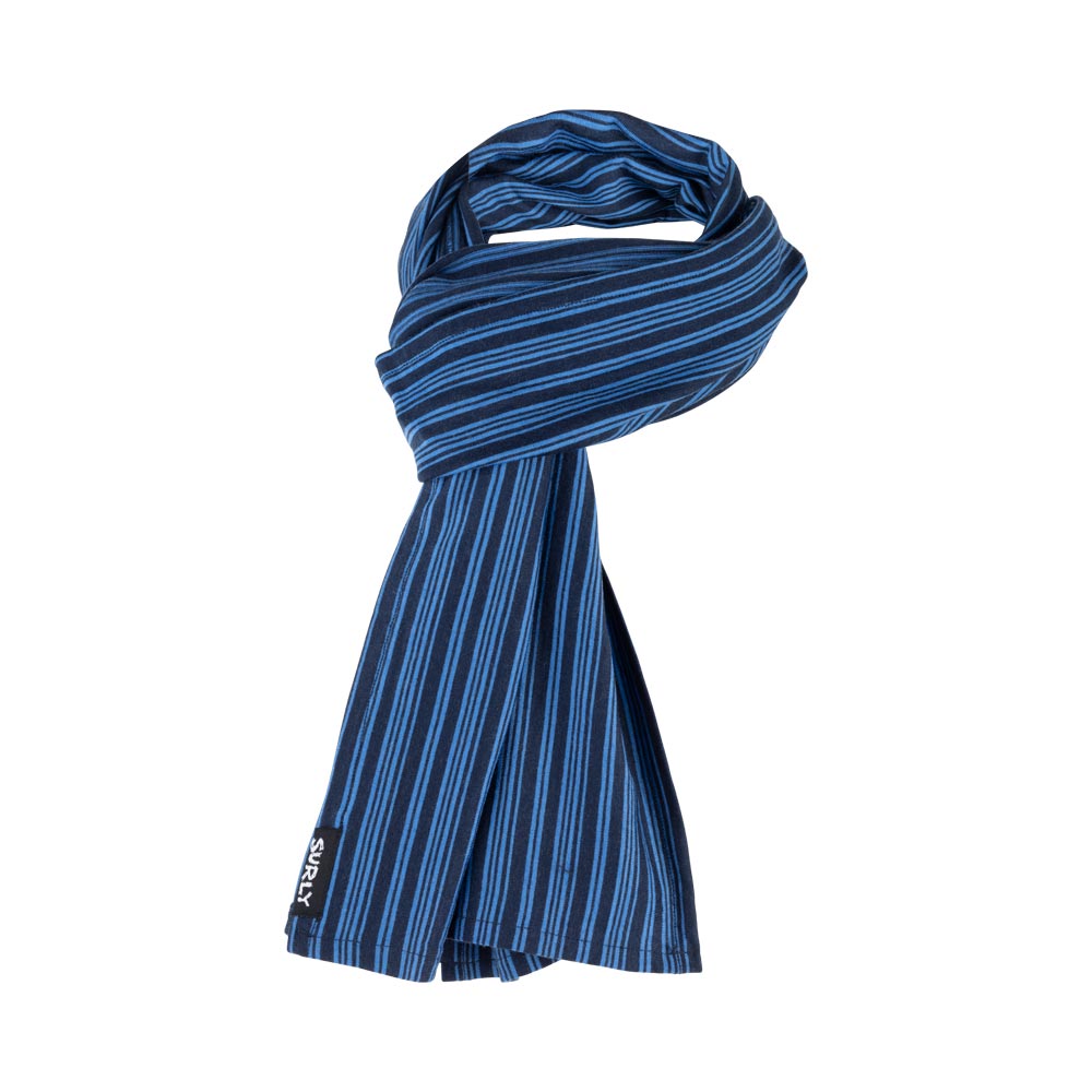 Surly Merino Wool Scarf: Blue/Navy Stripe, One Size