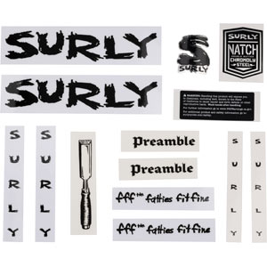 Surly Preamble decal set black with headbadge
