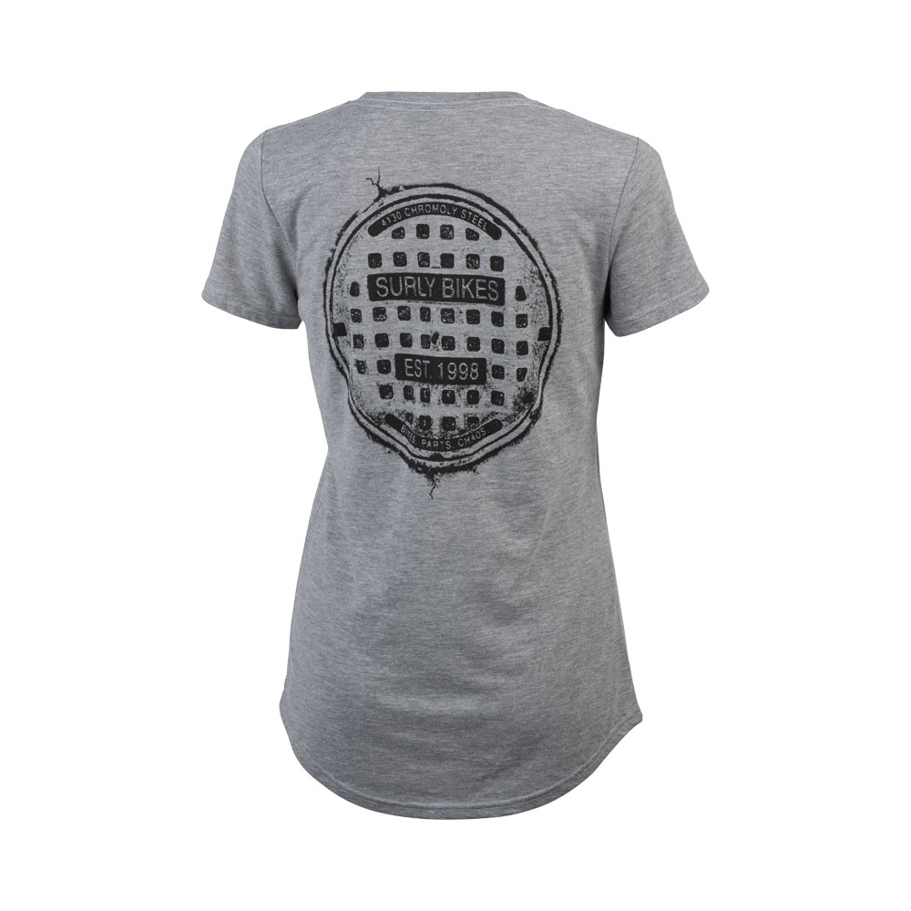Surly The Ultimate Frisbee Women's T-Shirt, back, grey, on white background