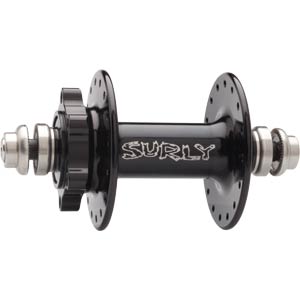 Surly Ultra New Disc Front Hub - QR x 100mm, 6-Bolt, Black, 32h, on white background